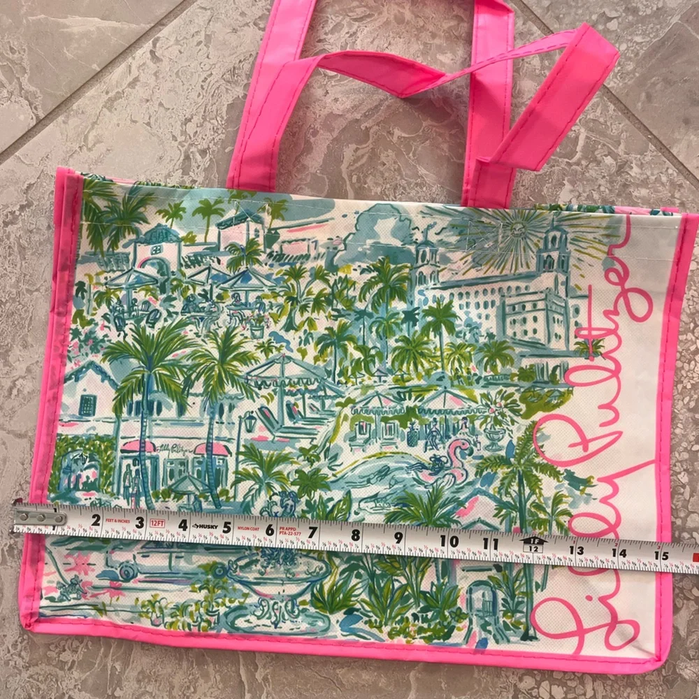 Lilly Pulitzer Tropical Pink and Green Tote Bag, 15” x 11”